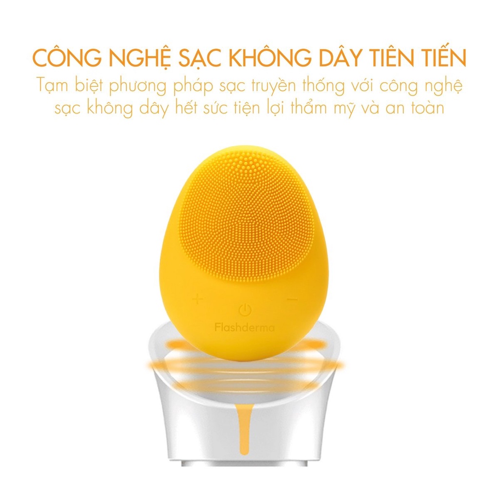 Máy rửa mặt không thấm nước Flashderma phiên bản màu xanh  Wireless Silicon Facial Cleansing Brush