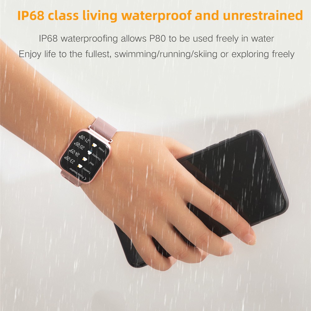 Warranty P80 Smart Watch Women IP68 Waterproof Wristband Heart Rate  Blood Pressure Monitoring Touch Screen Watch