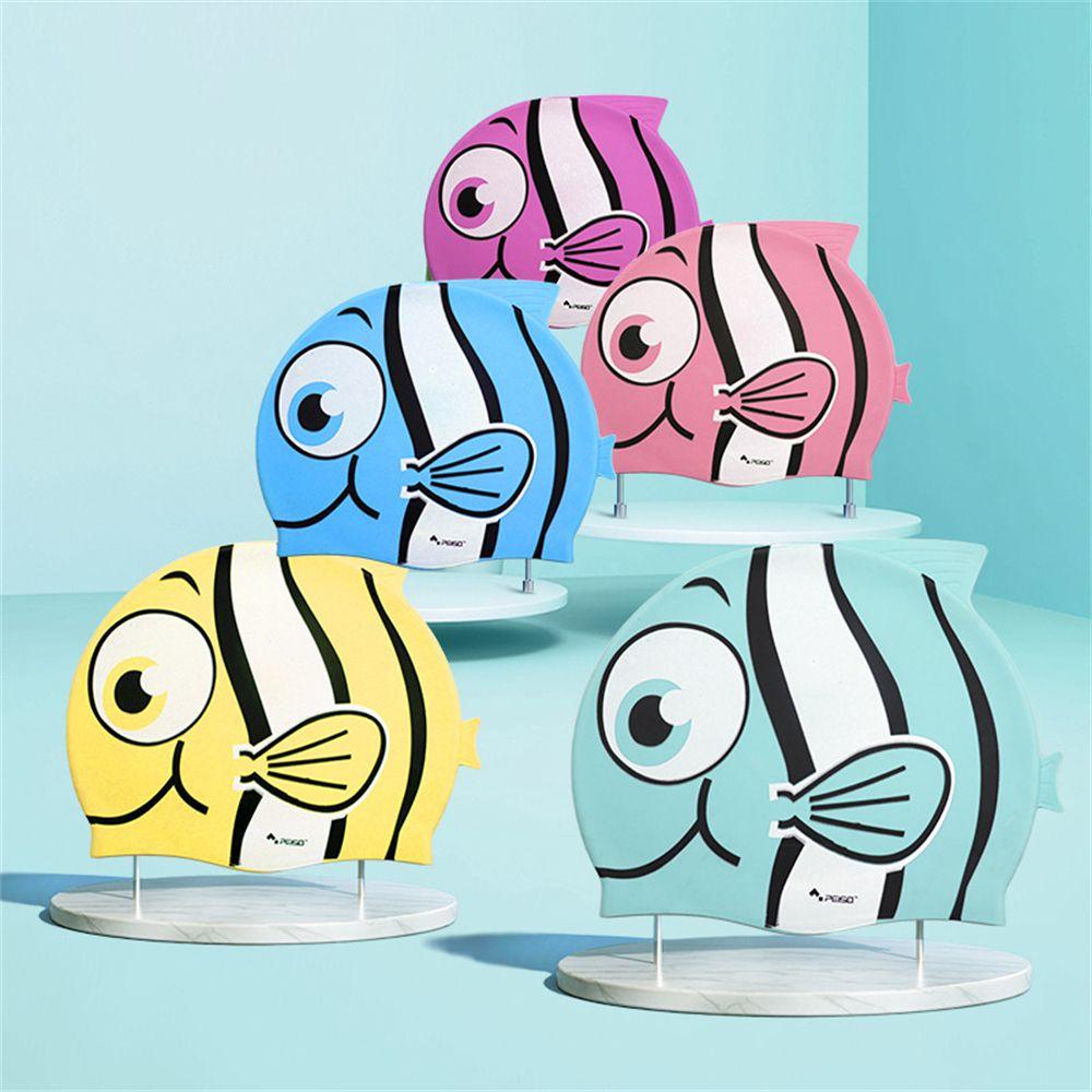 Mũ Bơi Chất Liệu Silicone Co Giãn Họa Tiết Hoạt Hình Cho Bé