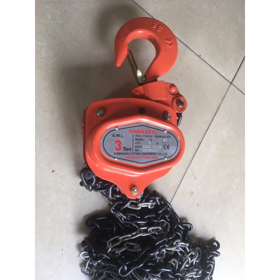 Palang xích kéo tay 3 tấn 5 m Kawasaki Nhật tại Máy cầm tay NTT bảo hành dùng nâng hạ các thiết bị an toàn hiệu quả