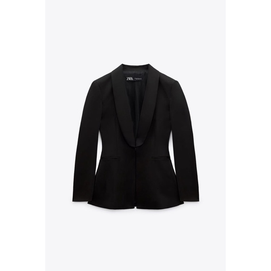 Order set blazer xuất dư ZARA của nữ Áo khoác blazer Tuxedo vải rũ bóng và quần vải rũ bóng có đai lưng cài khuy