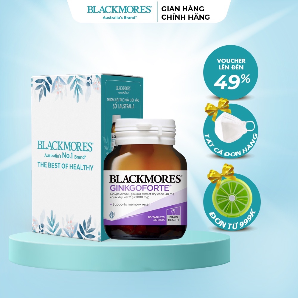 Viên uống bổ não, giảm thiểu căng thẳng Ginkgoforte Blackmores Úc 80 viên