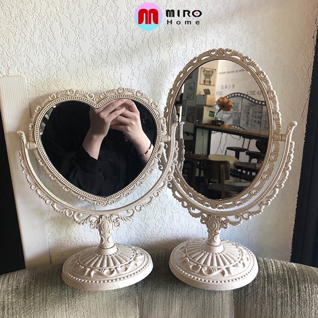 Gương trang điểm công chúa để bàn Vintage 2 mặt MIROHOME