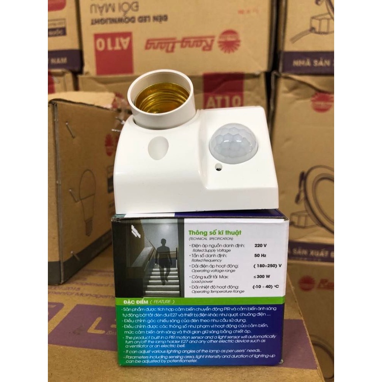 Đui đèn cảm biến chuyển động ánh sáng Rạng Đông 300W - Model: PIR E27/300W