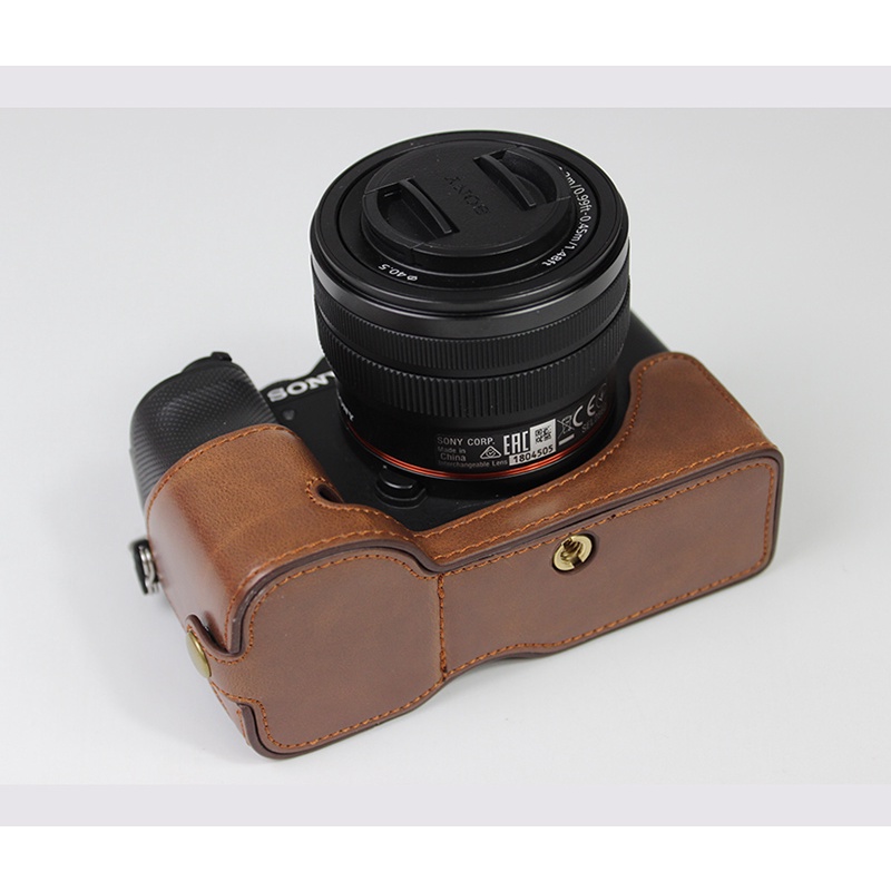 Bao Da PU Bọc Máy Ảnh Sony A7C Alpha 7C ILCE-7C Kèm Pin Mở Đáy Tiện Dụng