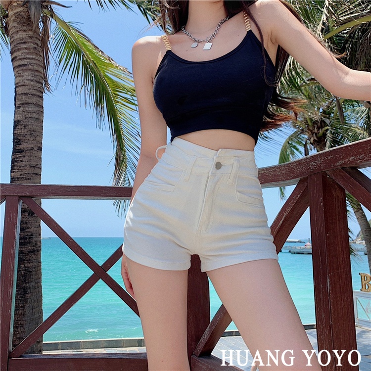 Quần Short denim Lưng Cao Ống Rộng Thời Trang Dành Cho Nữ