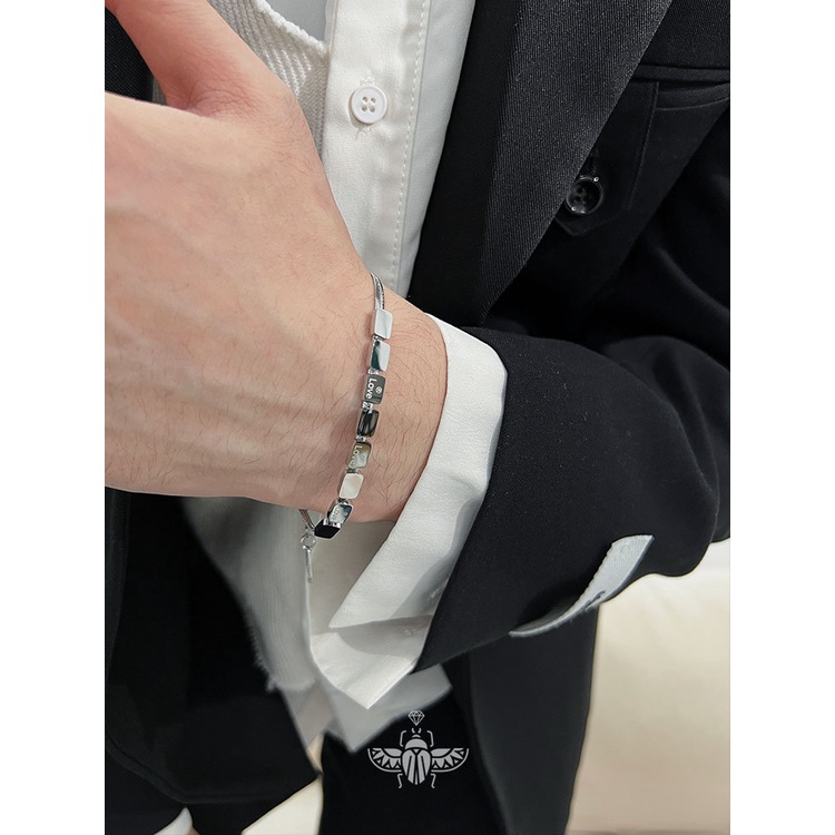 Vòng Tay Thép Titan Phối Xương Rắn Thiết Kế Nhỏ Nhắn Thời Trang Cao Cấp Cho Cặp Đôi