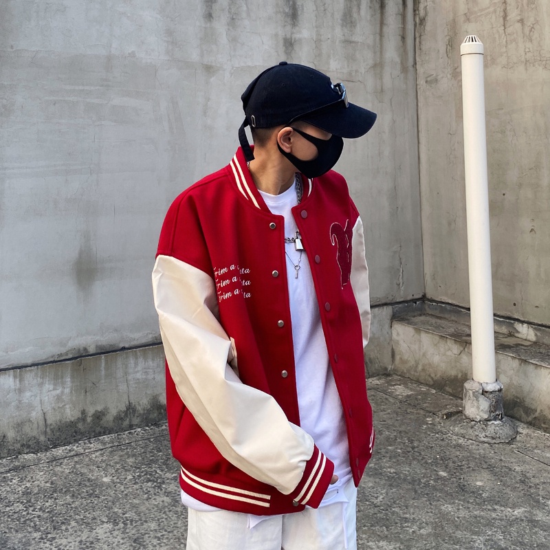 Áo Khoác Bóng Chày Thêu Chữ Phong Cách Retro Mới