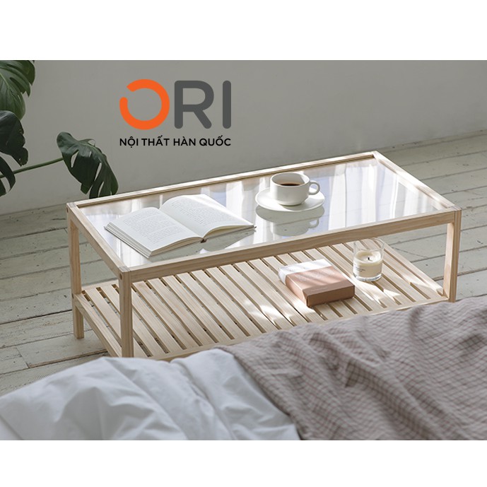 Bàn Trà / Sofa Mặt Kính Kiểu Dáng Hàn Quốc Màu Gỗ - H TABLE - ORI NỘI THẤT HÀN QUỐC