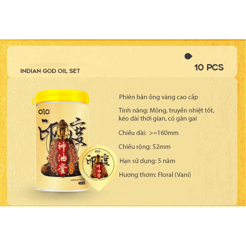 Bao Cao Su Gai OLO 001 Cao Cấp Gamma Ấn Độ Bao Cao Su Kéo Dài Thời Gian Siêu Mỏng Hộp 10 BCS