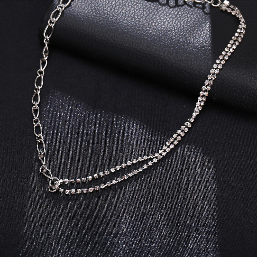 vòng cổ Hợp Kim Thiết Kế Bất Đối Xứng Đính Đá Sang Trọng