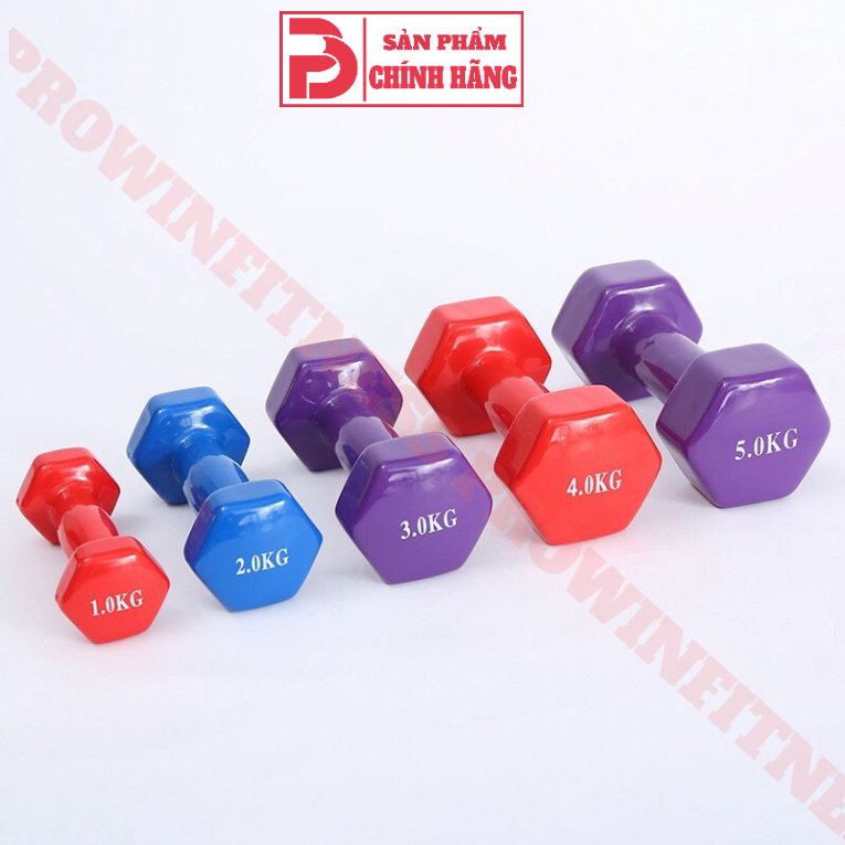 Tạ cầm tay lõi thép bọc cao su Prowin Fitness cao cấp chuyên dụng tập gym yoga 1-2kg