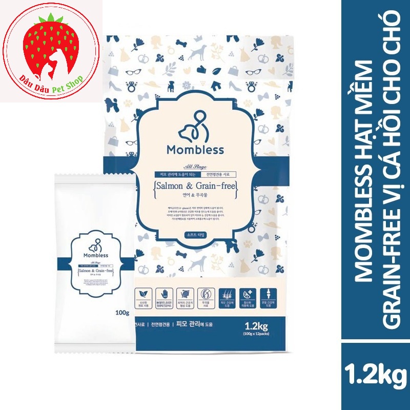 Thức ăn hạt mềm cho chó Mombless xanh Grain-free bịch 1.2 kg