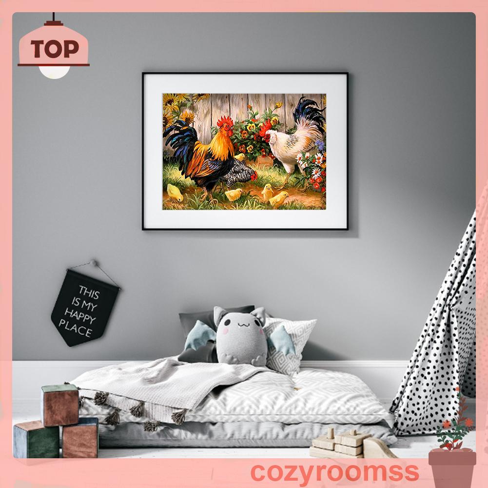 (canvas no printing)  Tranh thêu chữ thập hình con gà 11CT