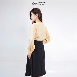 Sơ mi kiểu cổ chồng xếp ly CCHAT