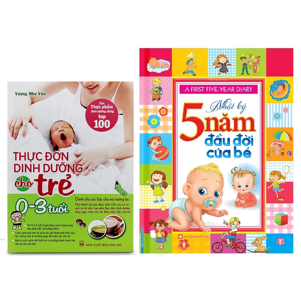 Sách - Combo nhật ký 5 năm đầu đời của bé +Thực đơn dinh dưỡng cho trẻ từ 0-3 tuổi + Tặng sổ tay