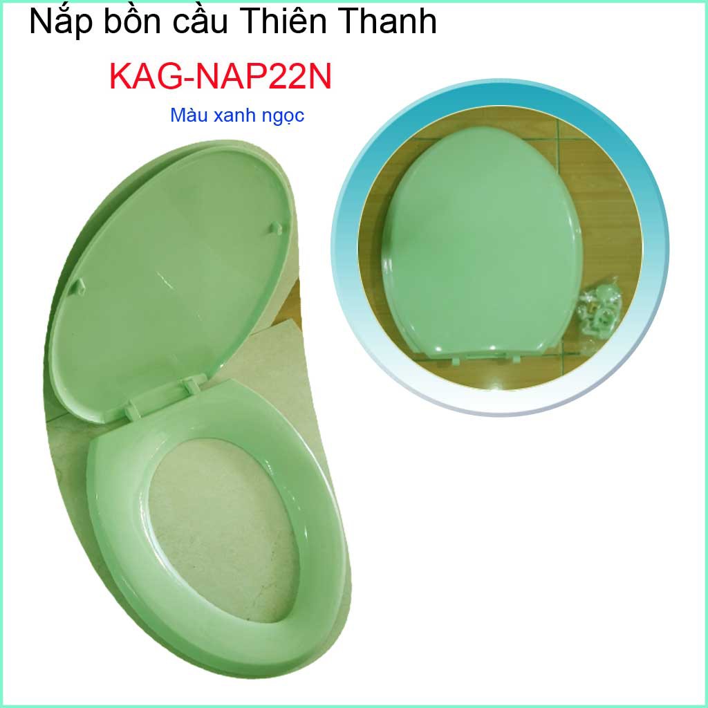 Nắp đậy cho bồn cầu Thiên Thanh KAG-NAP22N, Nắp cầu 2 khối xanh ngọc nhựa bóng