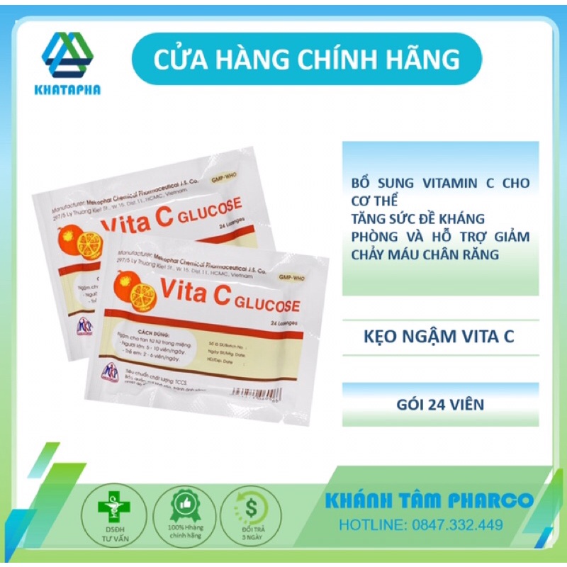 Viên kẹo ngậm vitamin C Mekophar - Vita C Glucose Meko