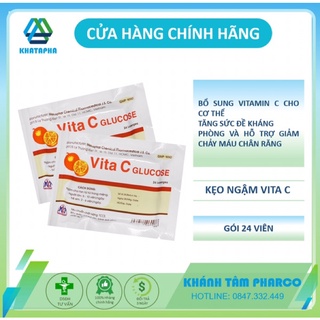 Viên kẹo ngậm vitamin C Mekophar - Vita C Glucose Meko [Túi 24 viên]