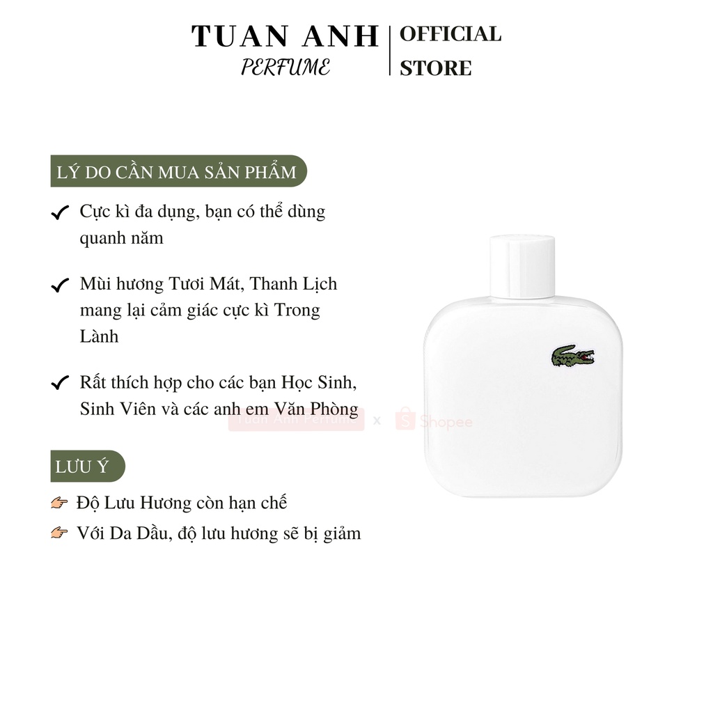Nước hoa nam tính cao cấp Lacoste L12.12 Blanc chính hãng giá rẻ TUAN ANH PERFUME