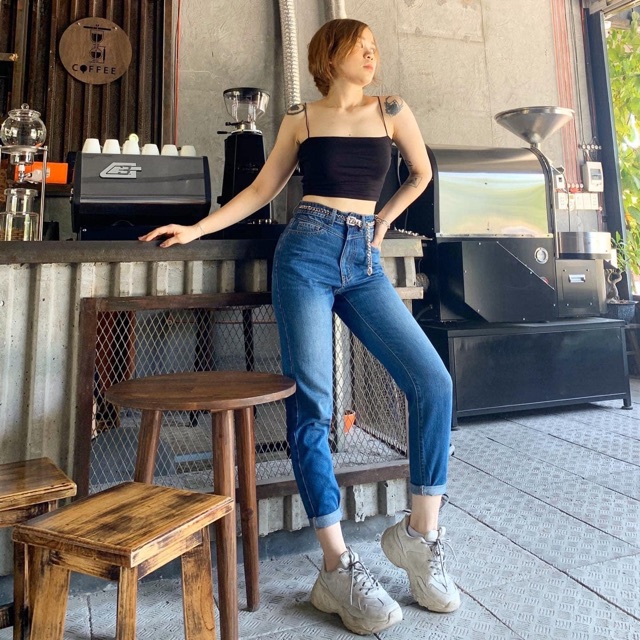 QUẦN BAGGY JEAN LƯNG CAO QUA RỐN CHẤT COTTON PHOM SIÊU ĐẸP