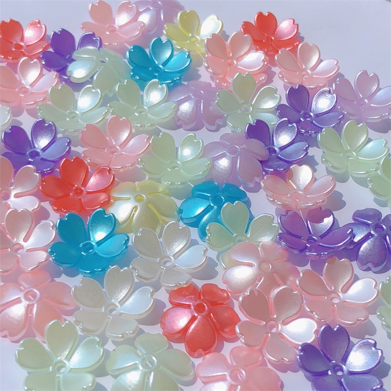 Set 50 Hạt Xỏ Lỗ Hình Hoa 14mm Nhiều Màu Sắc Dùng Để Làm Đồ Trang Sức Thủ Công