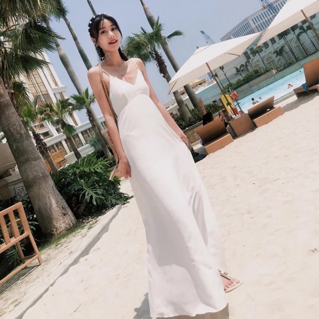 Order váy maxi trắng đi biển siêu đẹp