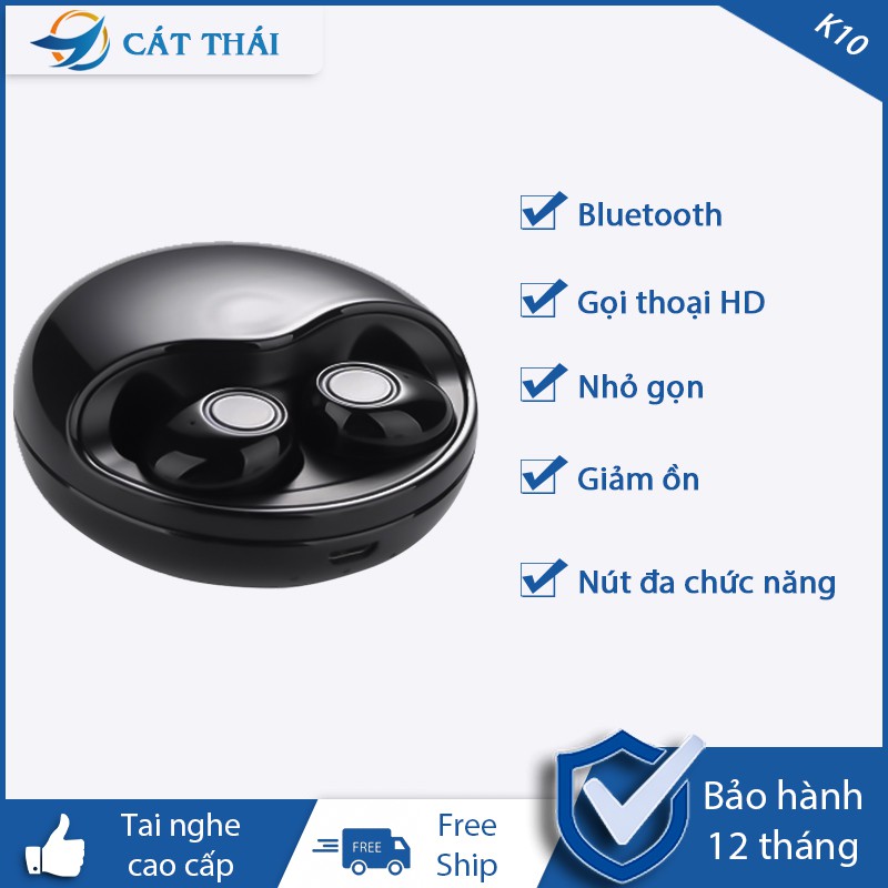Tai nghe bluetooth 5.0 K10 tai nghe thể thao mini tai nghe bluetooth nhét tai Hộp sạc dung lượng lớn nhỏ gọn đèn led