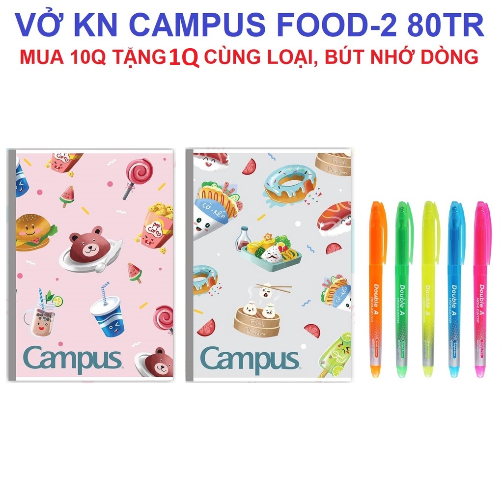 [GIAO HỎA TỐC] Vở KN Campus FOOD-2 80 trang - Mua 10 tặng 1, bút nhớ dòng