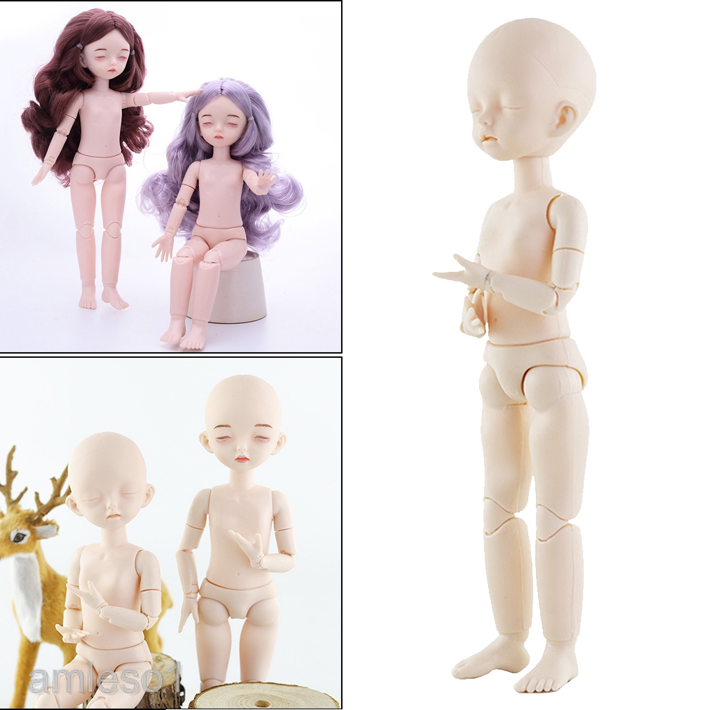 [AMLESO1] White Skin 1/6 Jointed Ball Dolls BJD Doll Body Sleep Eyes DIY Dolls Accessory
