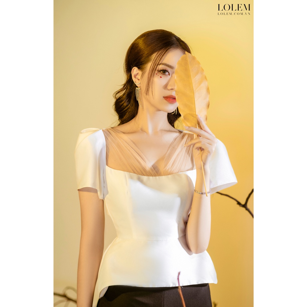 Áo peplum LOLEM AK1272 phối lưới vải tafta fine mềm mịn thoải mái