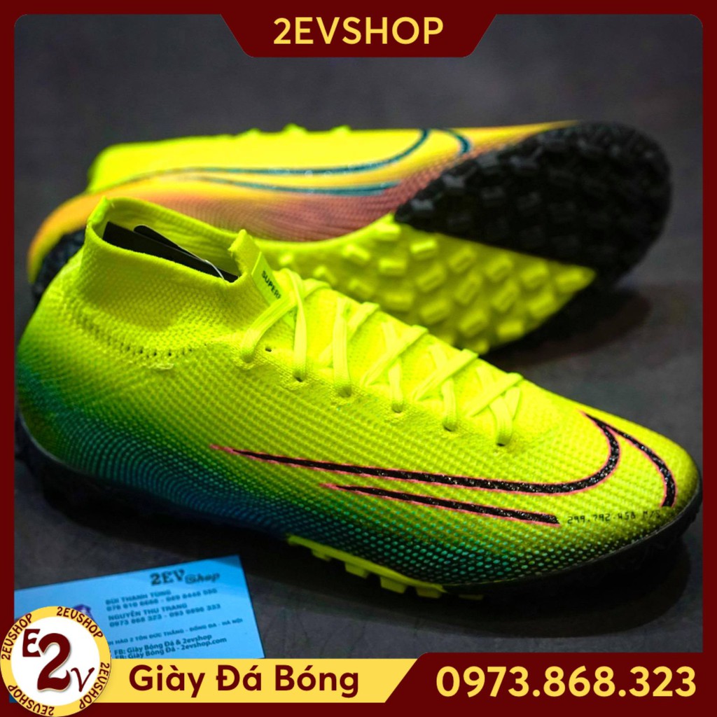 Giày Đá Bóng 𝗧𝗙 𝗠𝗲𝗿𝗰𝘂𝗿𝗶𝗮𝗹 𝟳 Xanh Cốm Cao Cổ ĐÃ KHÂU ˇ ⁵ ' ' P:{