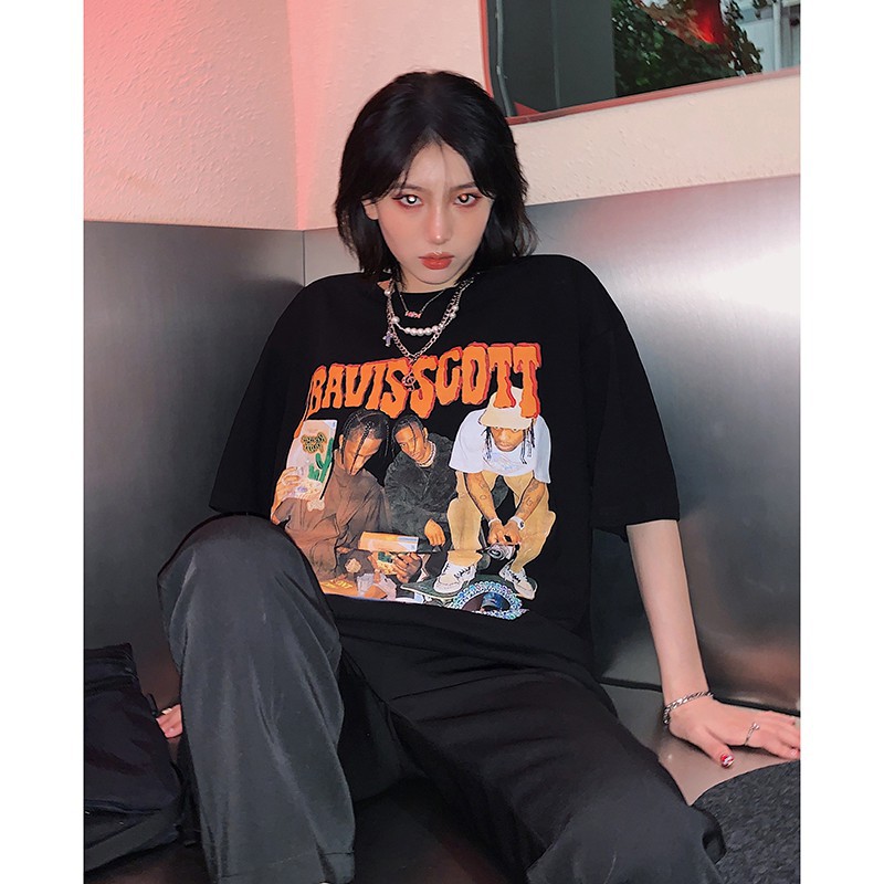 Áo Thun Nữ Tay Ngắn Phong Cách Hip Hop Hàn Quốc 2 Màu Tùy Chọn