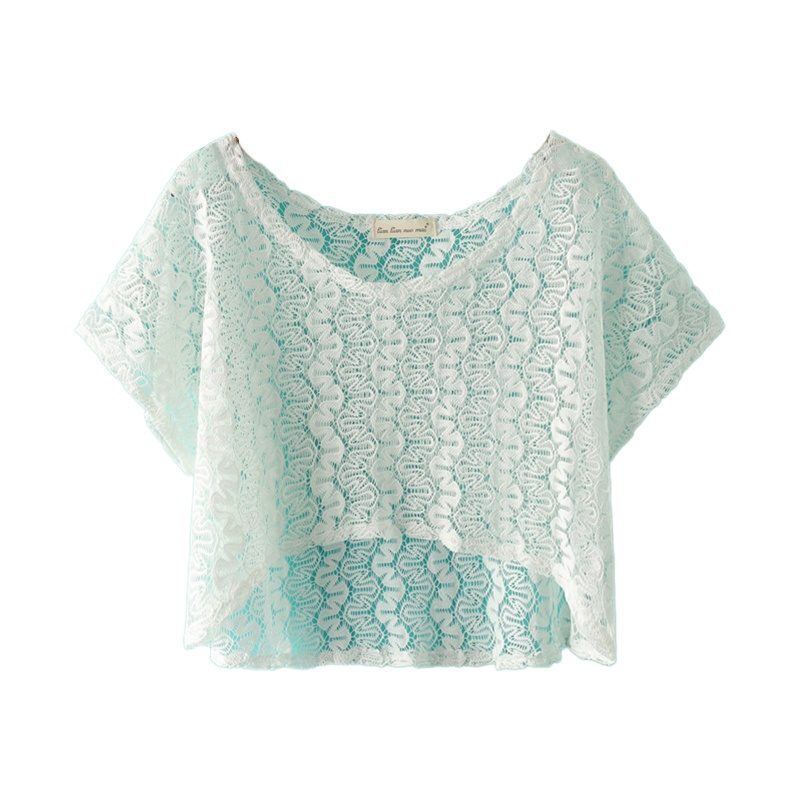 Áo Lưới Croptop Tay Ngắn Trong Suốt Dáng Rộng Thời Trang Mùa Hè Quyến Rũ Cho Nữ