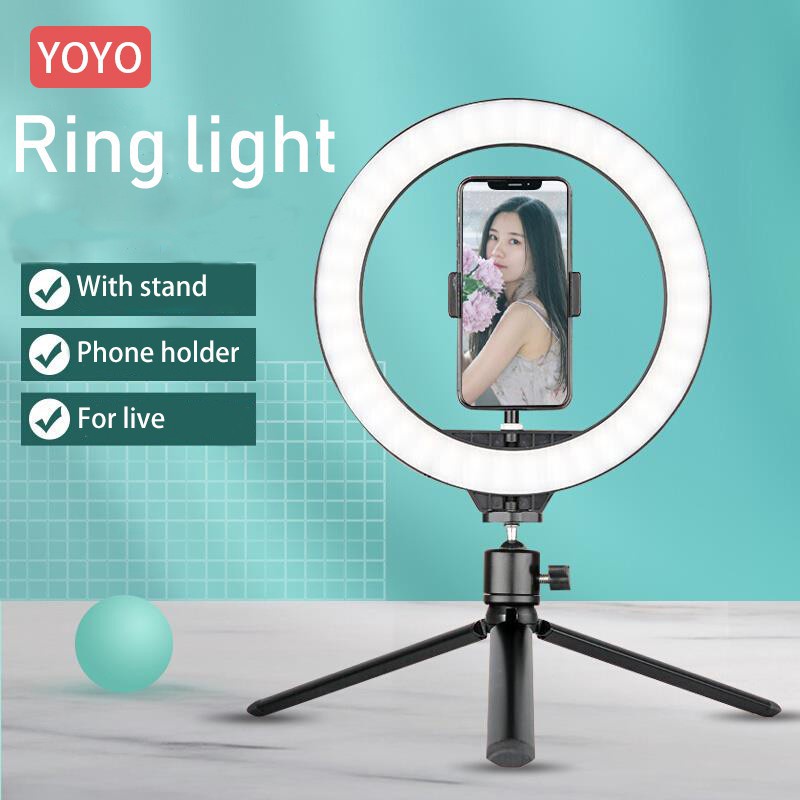 Vòng Đèn 16cm / 26cm Có Giá Đỡ Ba Chân Hỗ Trợ Chụp Ảnh Selfie Cho Điện Thoại