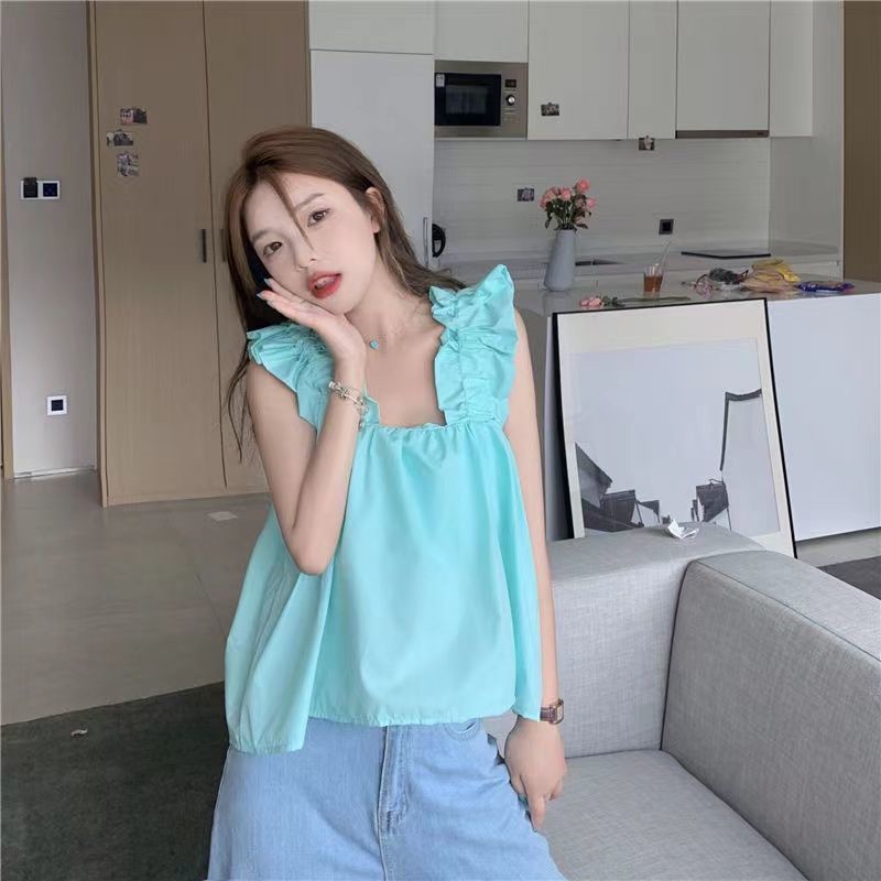 Áo Camisole Không Tay Phong Cách Hàn Quốc 165882 Áo Hai Dây Dáng Ôm Phong Cách Phương Tây Dễ Phối Đồ