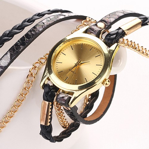 Đồng hồ dây giả da họa tiết da báo cho nữ
