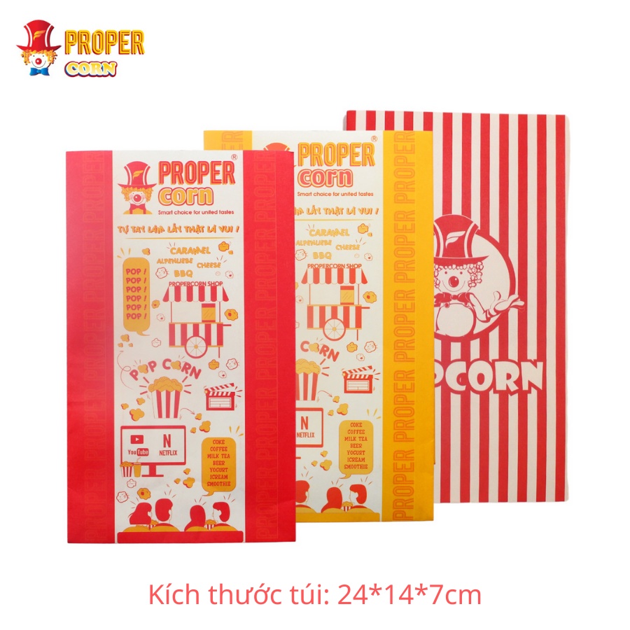 Combo Túi giấy nổ bắp rang bơ - chất liệu giấy Kraft Nhật - Mẫu MỚI