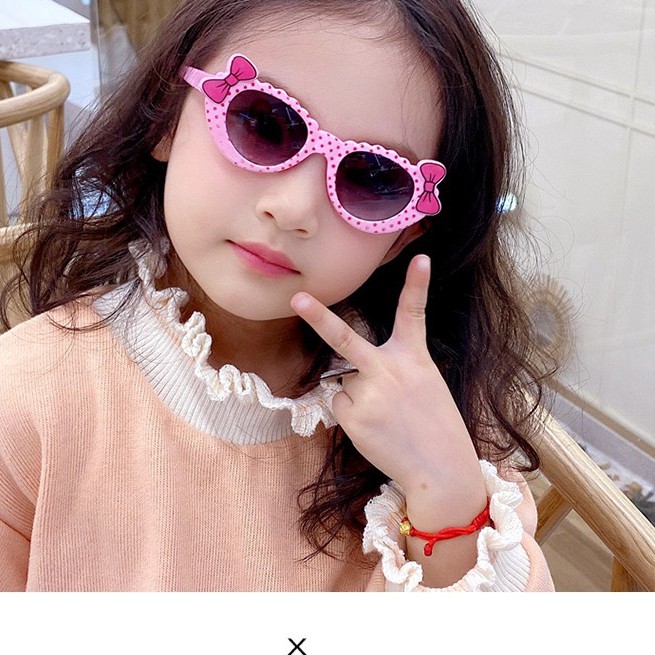 Kính Mát thời trang Cho bé từ 1-3 tuổi  Nơ Chấm Bi siêu ngầu mẫu mới nhất năm 2021,Kính Mát Chống UV giá rẻ mã 1207