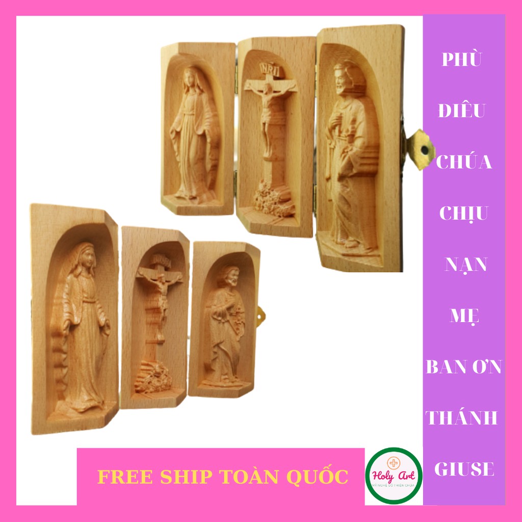 Tượng me ban ơn-CHÚA CHỊU NẠN-THÁNH GIUSE  BẰNG GỖ, CAO 10x 7cm  BÀN THỜ CÔNG GIÁO MINI