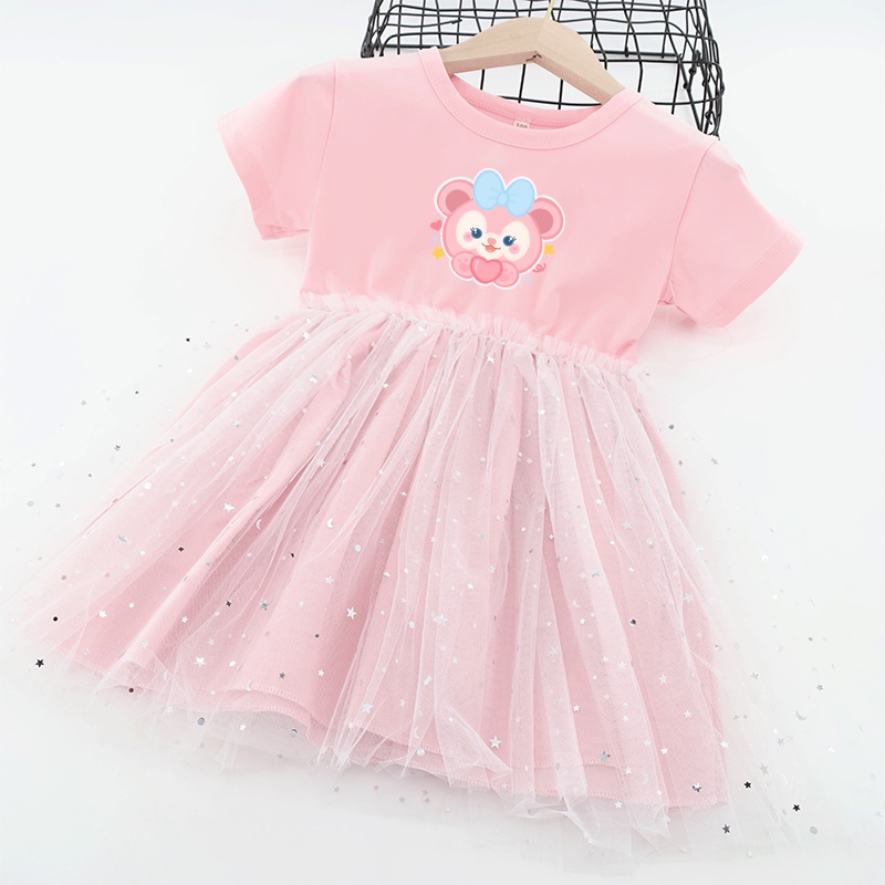 Đầm Tutu Phối Lưới In Hoạt Hình Thỏ Và Ngôi Sao Thời Trang 2022 Cho Bé Gái