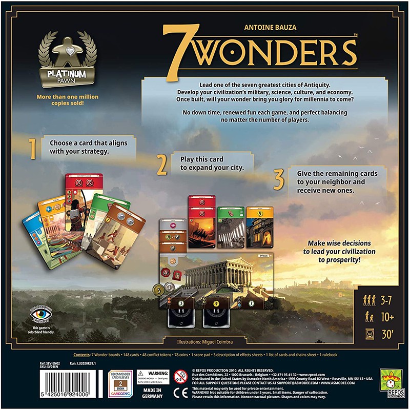 7 Wonders Board Game Bộ đồ chơi board game 7 Kỳ quan phiên bản mới vui nhộn dành cho gia đình
