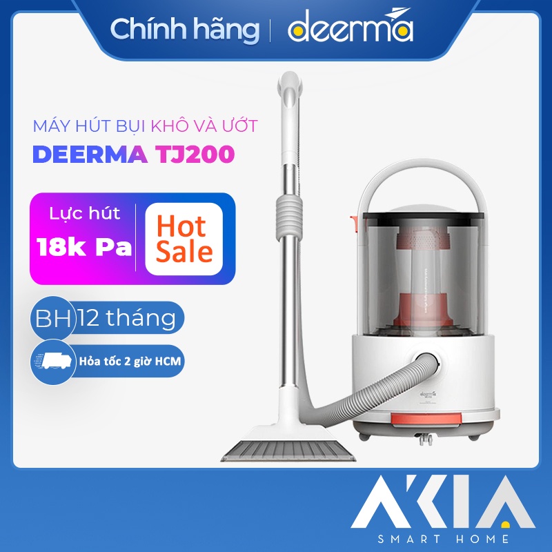 Máy hút bụi khô và ướt Deerma TJ200, hút bụi công suất lớn, hút sạch các vết bẩn ướt dễ dàng, công suất 1200W
