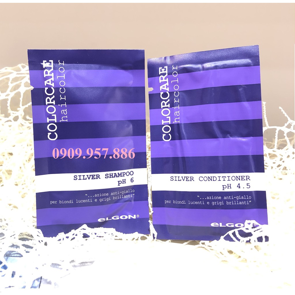 Dầu Gội Tím Elgon Khử Vàng, Giữ Màu Tóc Khói Xám Bạch Kim SIÊU BỀN từ 3 đến 6 tháng gói 10 ML