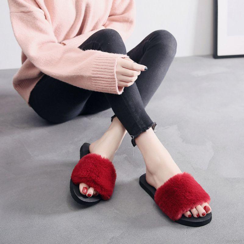 Dép Bông Đi Trong Nhà Màu Trơn Chống Trượt Cho Nữ