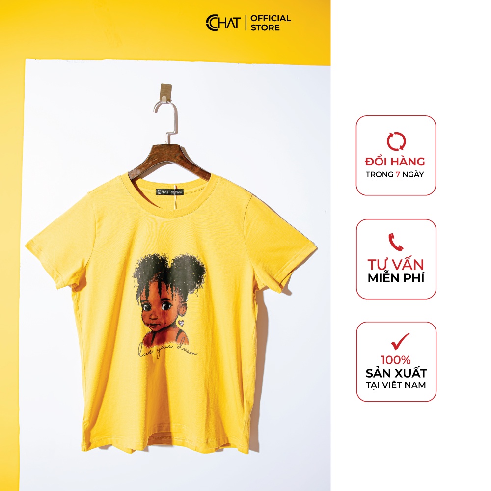 Áo thun nữ T-shirt in hình bé gái da nâu CCHAT