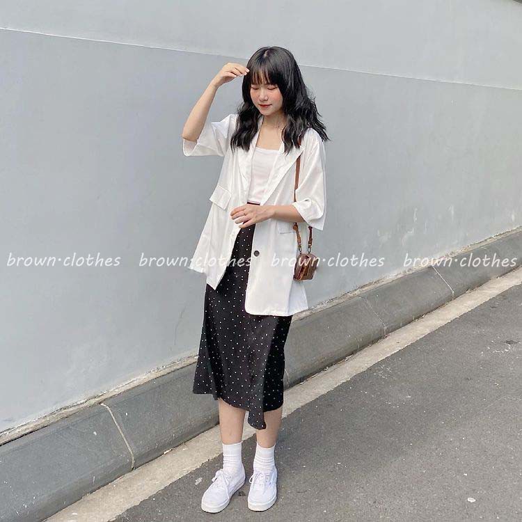 Áo blazer tay lỡ, áo vest tay lỡ một lớp có túi - VEST03 BROWN | BigBuy360 - bigbuy360.vn