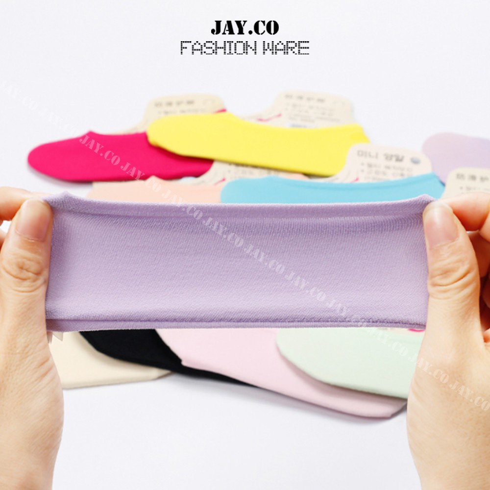 Bộ 10 Đôi Vớ Cổ Thuyền Bằng Silicone Màu Sắc Kẹo Ngọt Chống Trượt Dành Cho Nữ