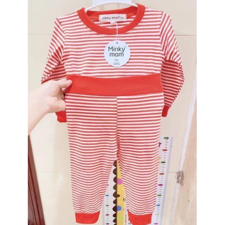 Bộ Quần Áo Dài Tay Kẻ Cạp Cao Minky Mom Cao Cấp Cho Bé SS22-CHICOMA