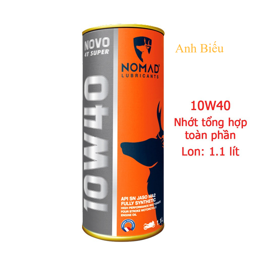 Nhớt xe máy tổng hợp toàn phần NOMAD 1.1L API SN- JASO MA2 10W40 dầu nhớt nhập khẩu Thái Lan